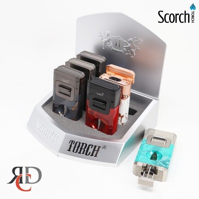 SCORCH TORCH 2T W/ BUILT IN RETRACTABLE V CIGAR CUTTER 6CT/ DISPLAY